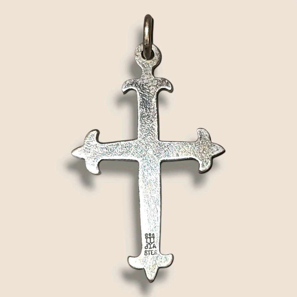 Retired James Avery Sterling Fleuree Medium Cross Pendant 1 1/4" Including Bale - Picture 4 of 6
